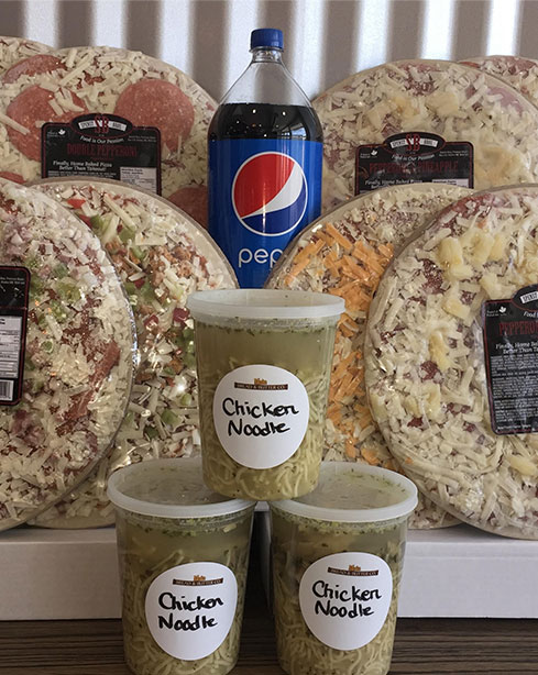 Pizzas and Soup with a 2L of Pepsi